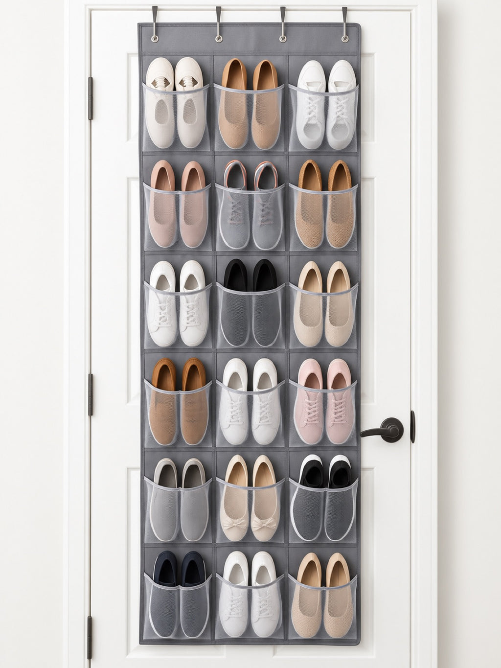 Over-the-Door Shoe Organizer, 24 Pockets - Miraclli