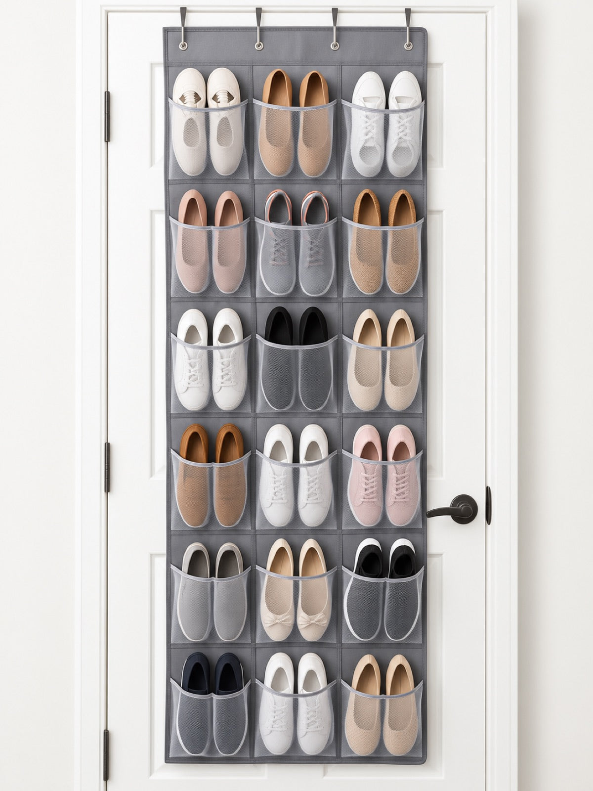 Over-the-Door Shoe Organizer, 24 Pockets - Miraclli