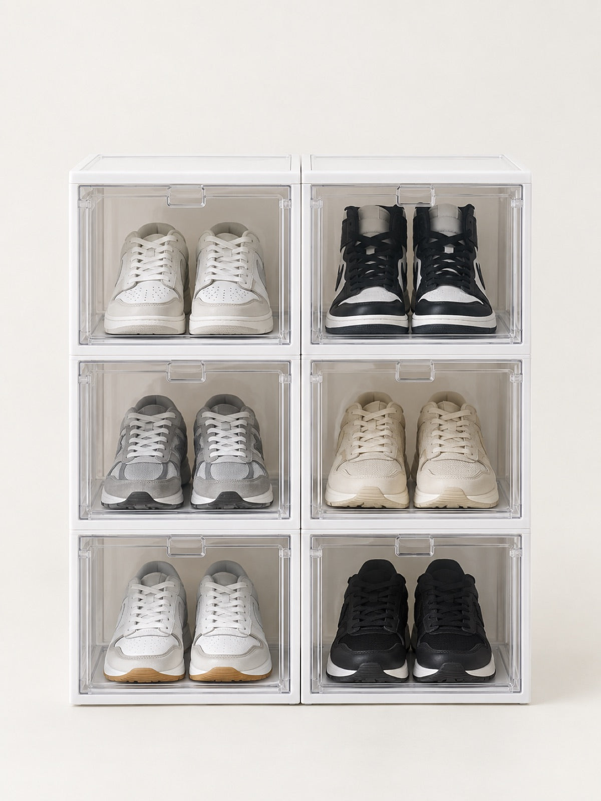 Stackable Clear Shoe Boxes, Set of 6 - Miraclli