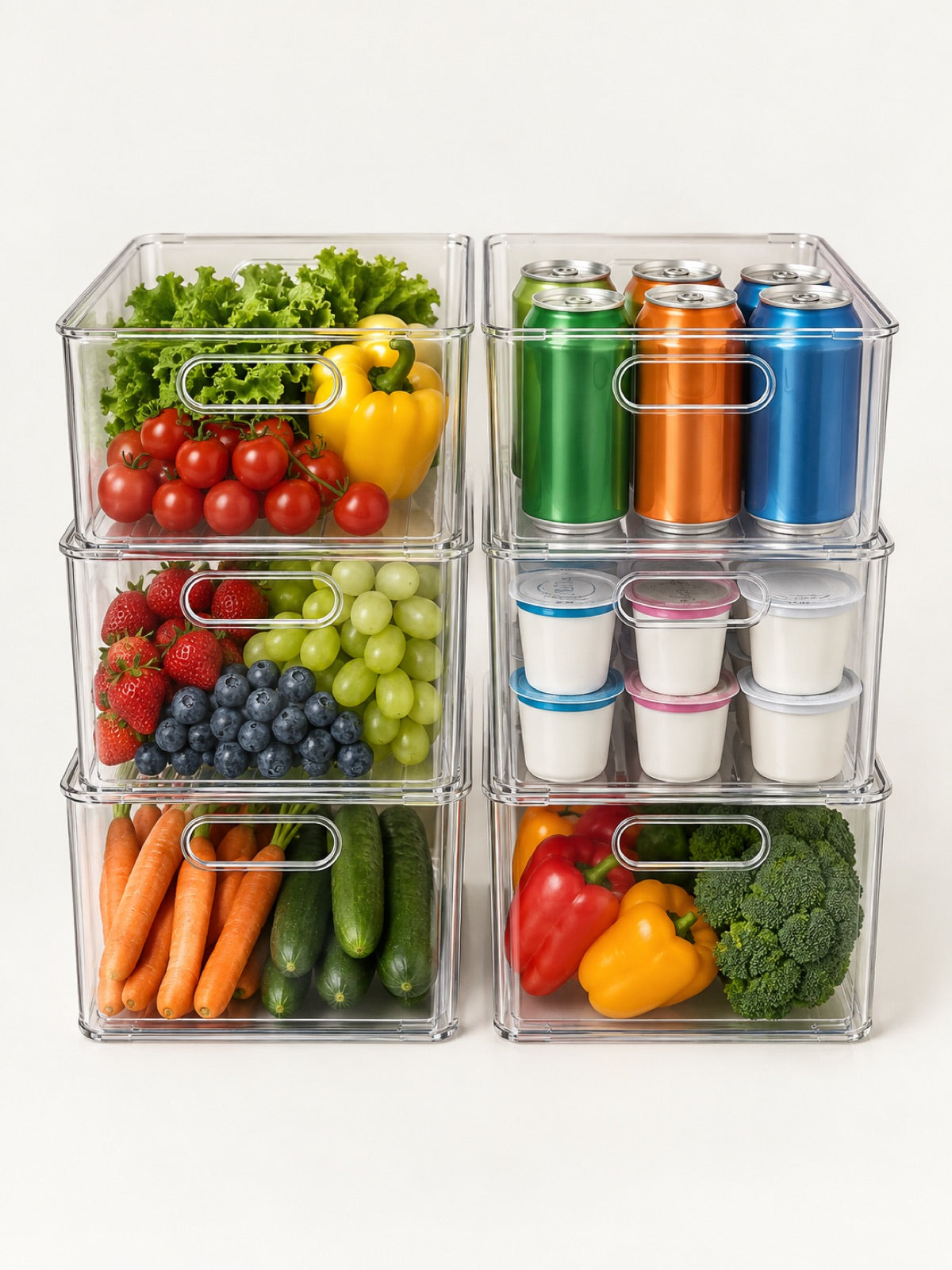 Stackable Fridge Organizer Bins, Set of 6 - Miraclli